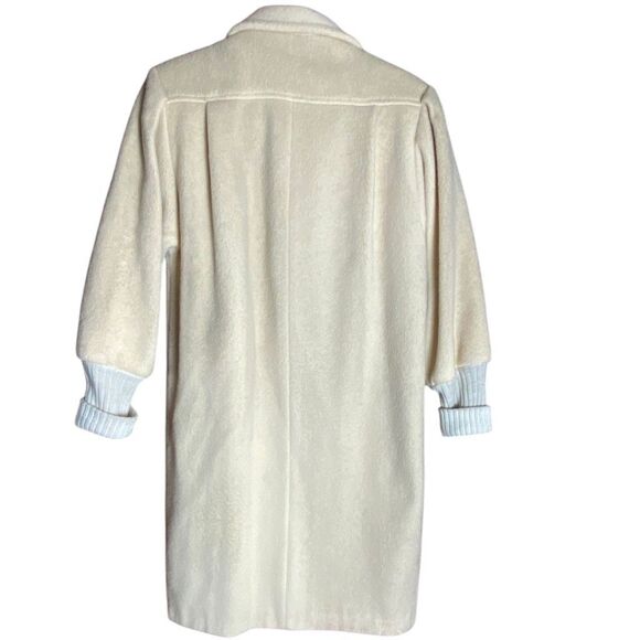 Stephanie Mathews Cream Wool Blend Shawl Collar Coat Vintage XL Made in USA - Picture 6 of 7